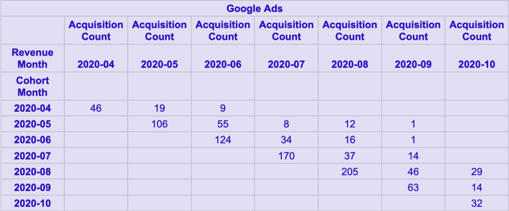 Google Ads Customer acquisition cohort report