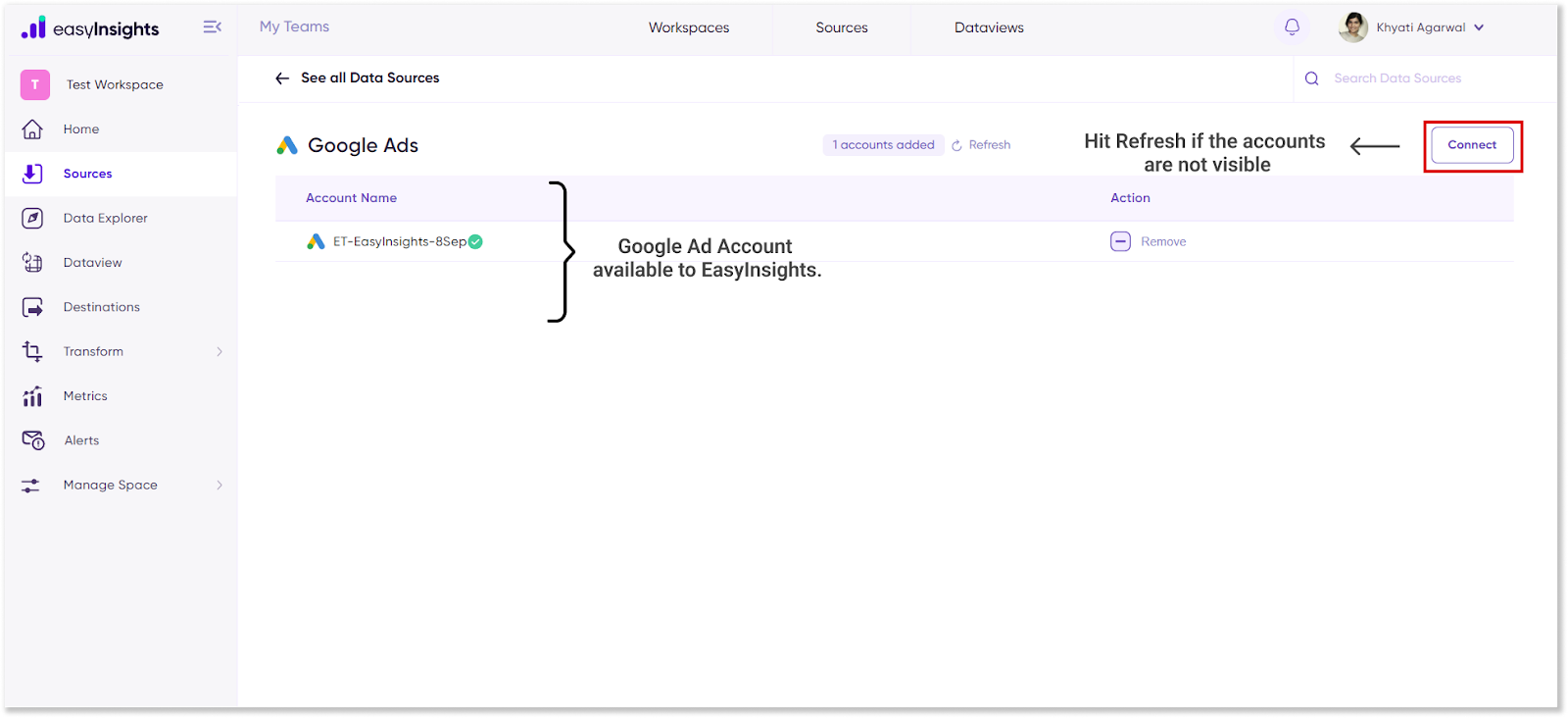 Google Ads account added