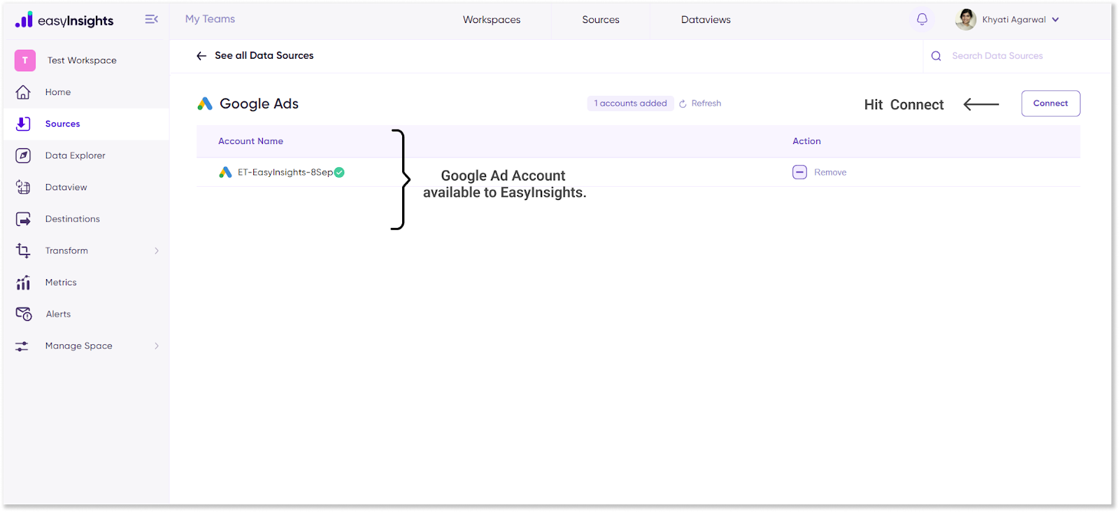 Google Ads account added