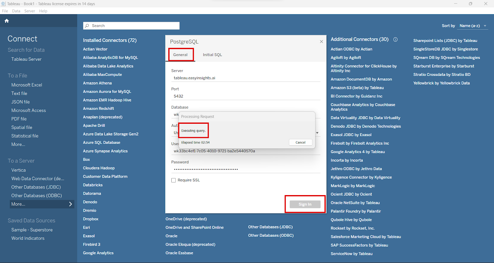 PostgreSQL credentials to Mailchimp dataview