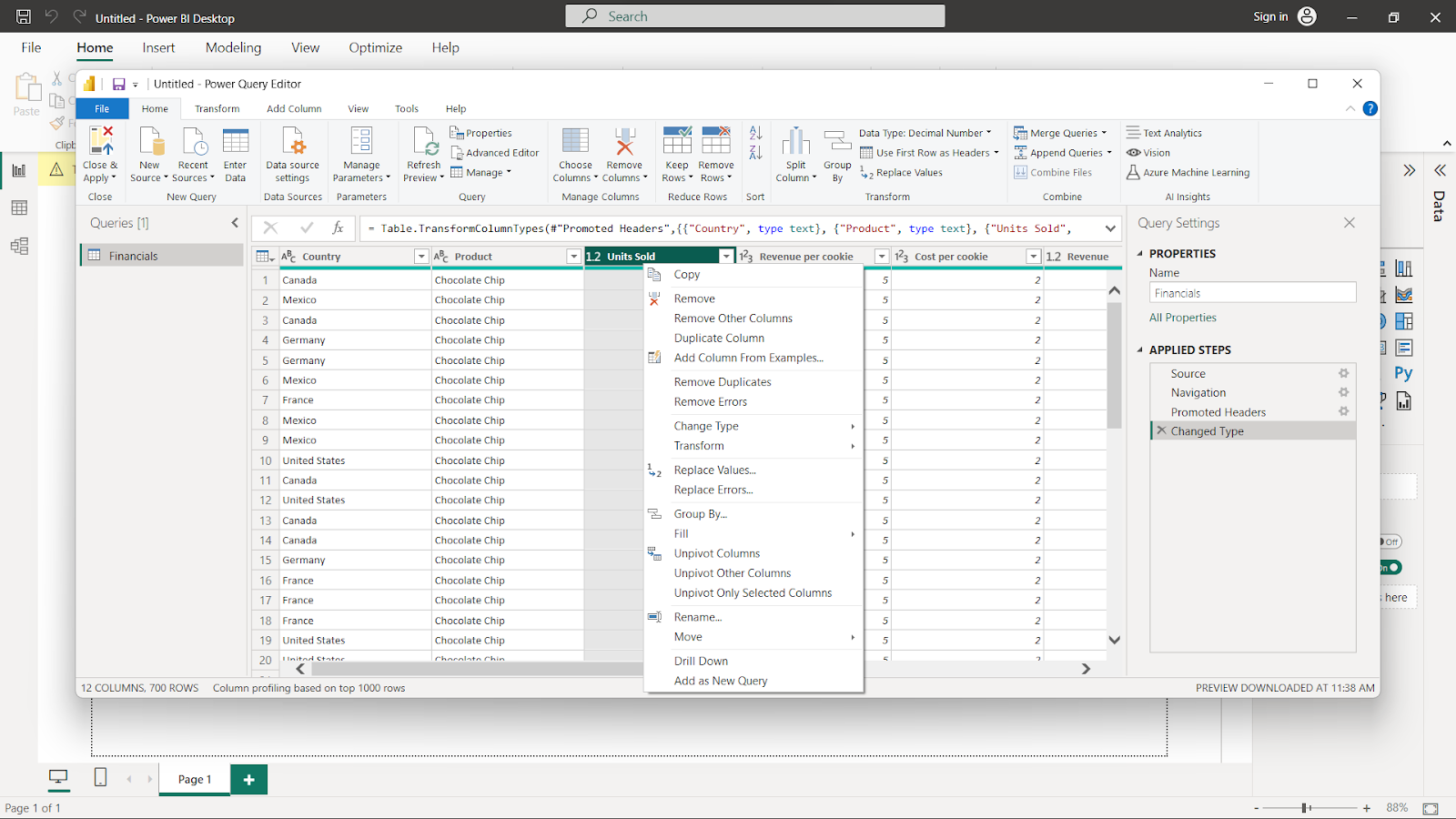 Power Query Editor Screen