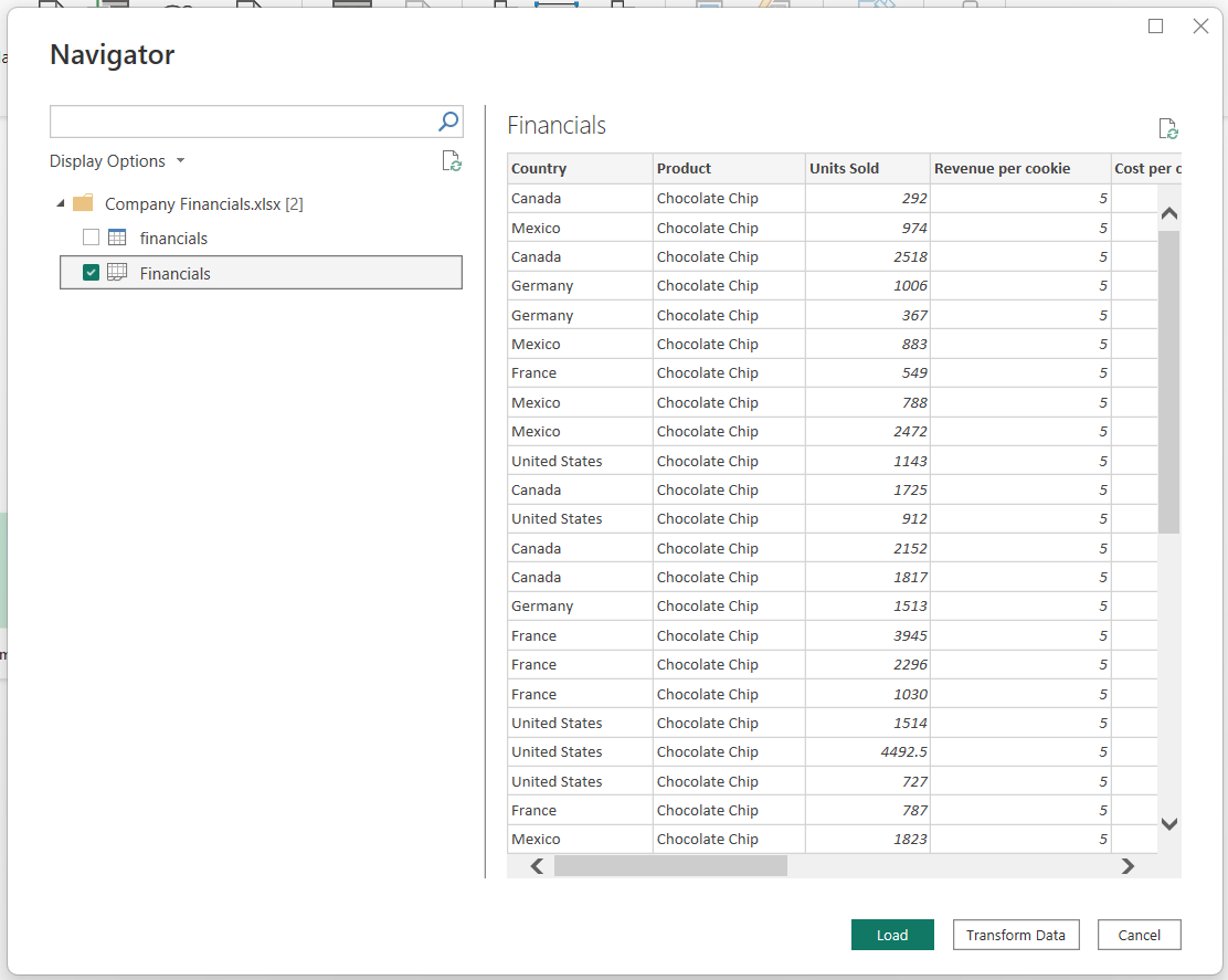 Power BI Navigator Screen