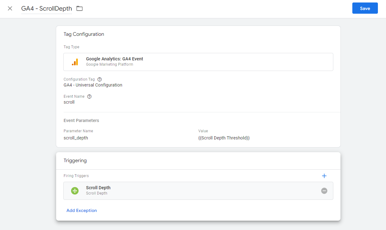 scroll tracking in GTM
