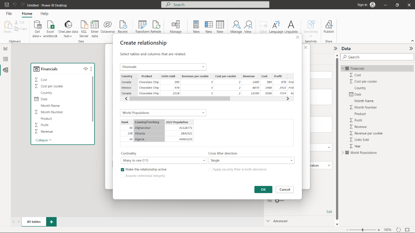 Create relationship screen 