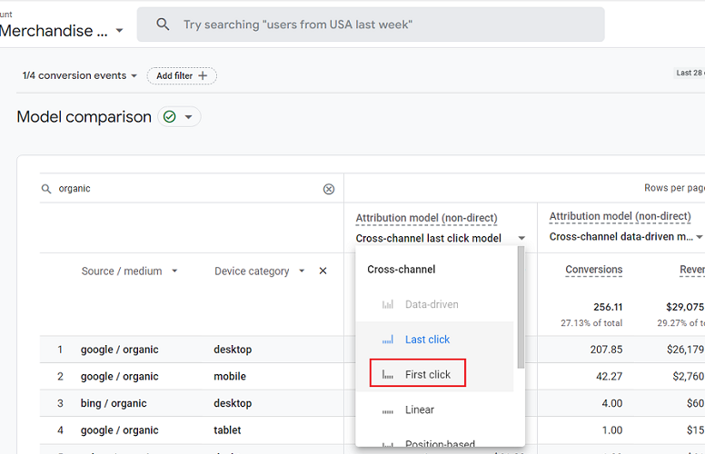 Comparing Attribution Models In Google Analytics 4 view 1