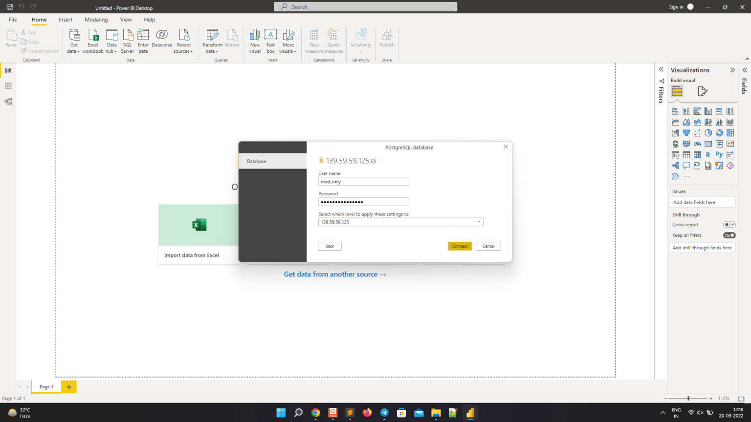 Postgres configuration in Microsoft Power BI