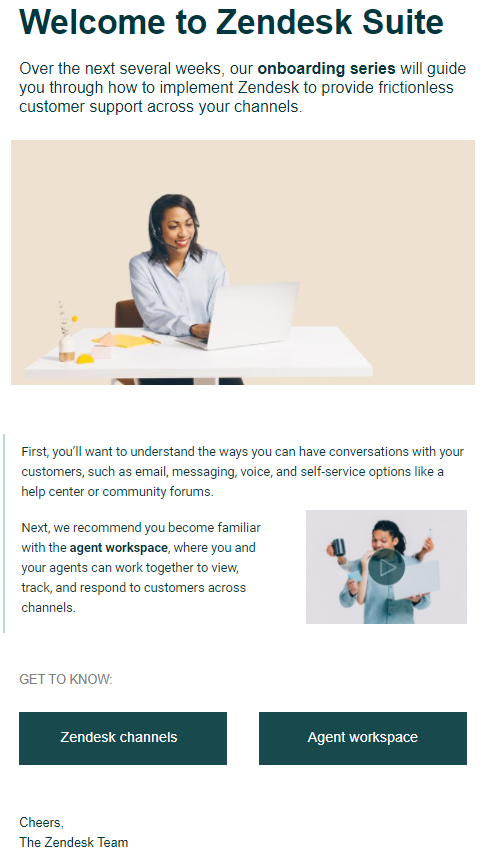 zendesk onboarding email