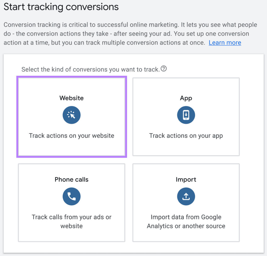 start tracking conversions