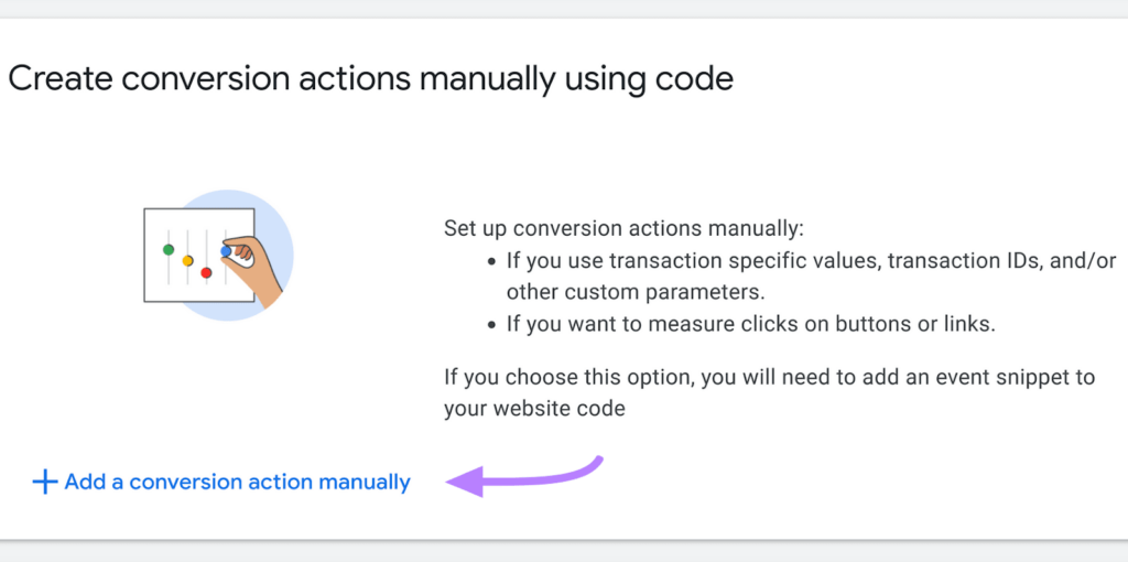 creating conversion actions manually