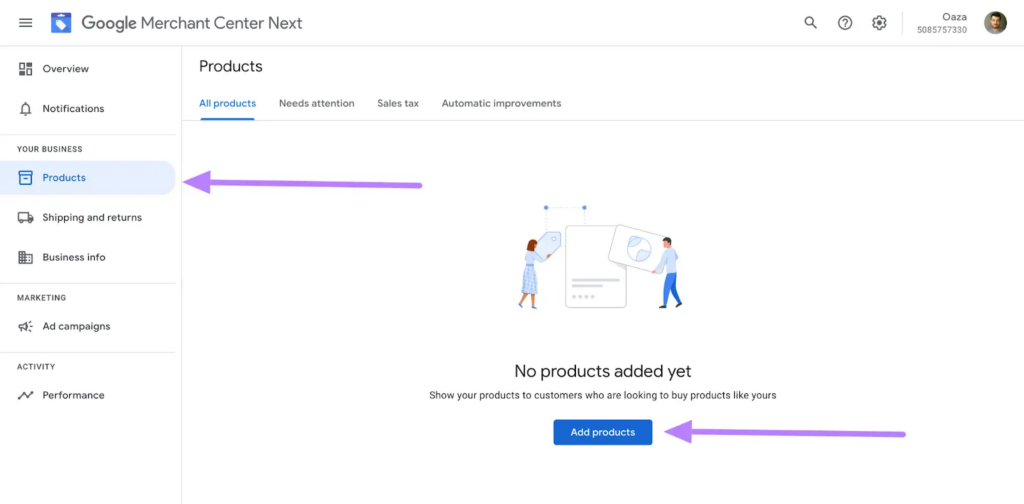 Google Merchant Center Screenshot