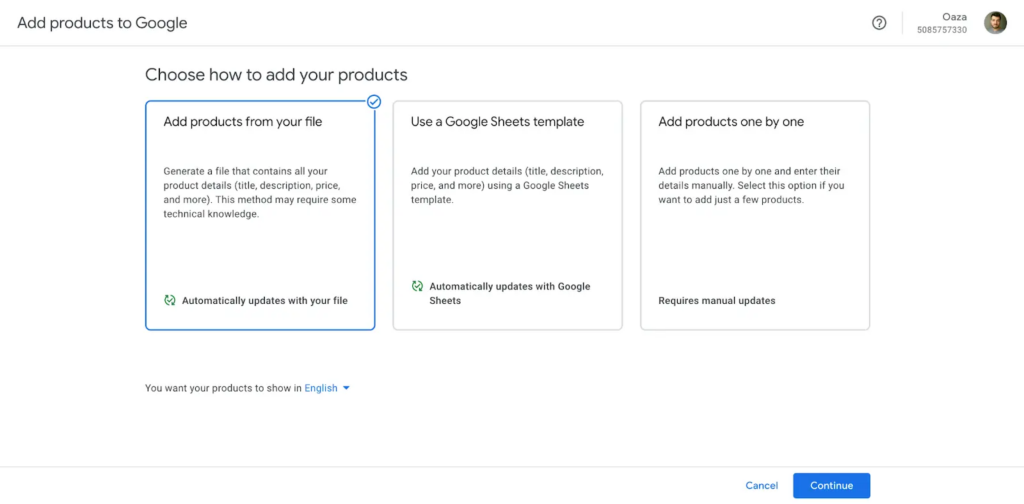 Add products to Google 