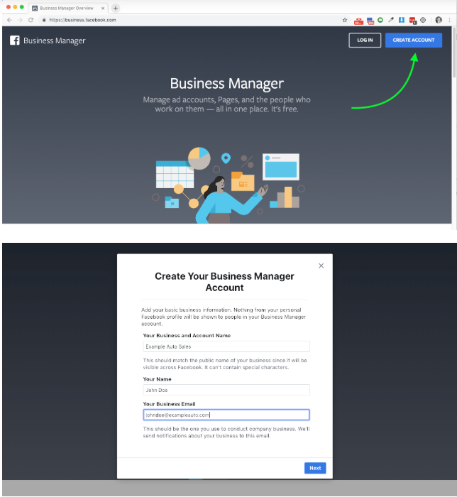 Facebook Business Manager Screen